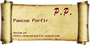 Pascus Porfir névjegykártya